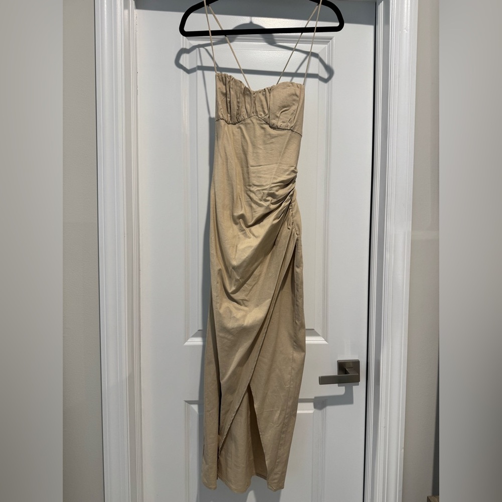 zara linen midi dress. never worn new with tags!!